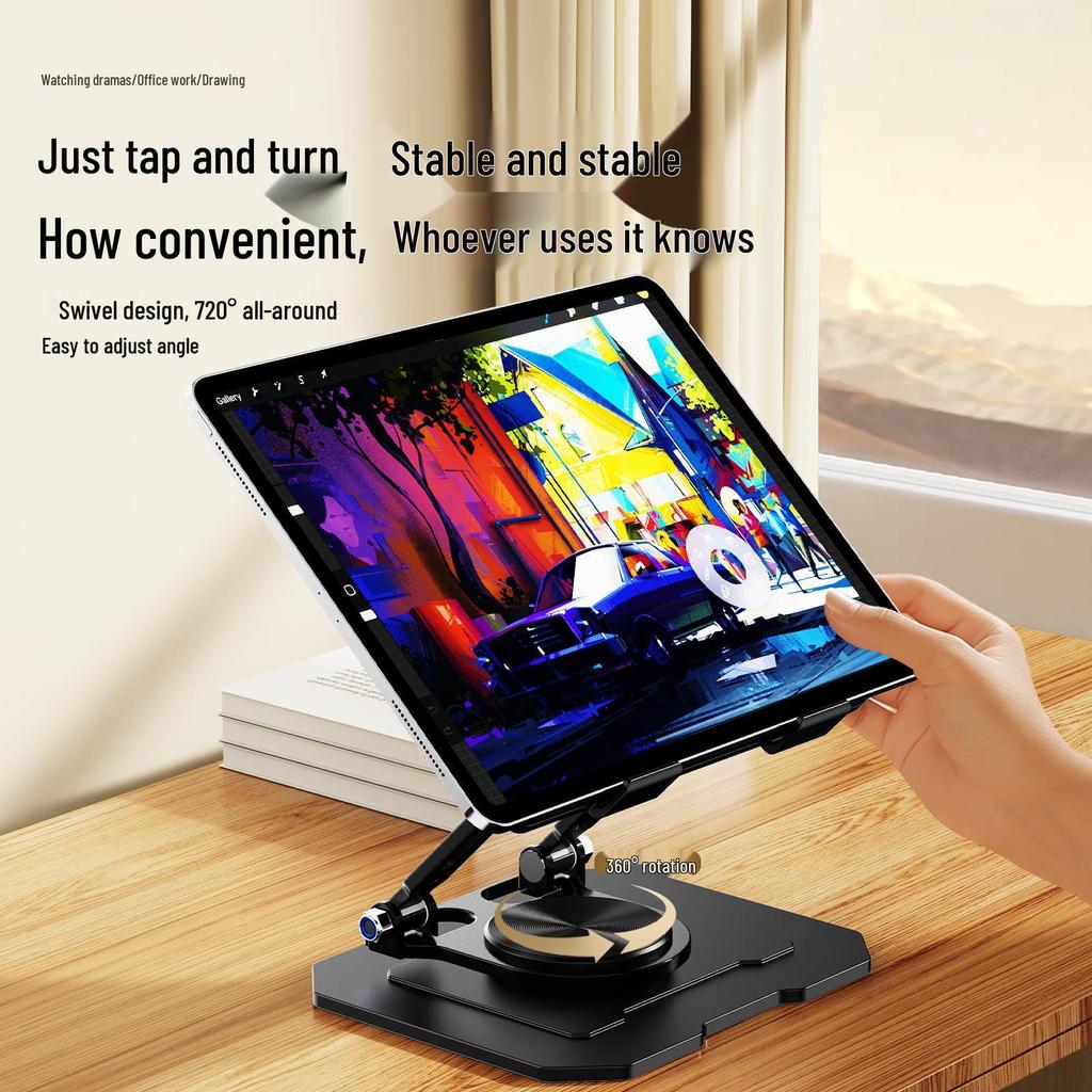 360° Rotating Foldable Metal Stand for Laptops, Tablets & Phones
