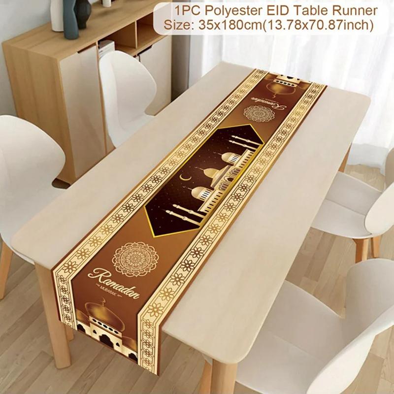 Eid Mubarak Table Runner Ramadan Decoration for Home Islamic Muslim Party Decors