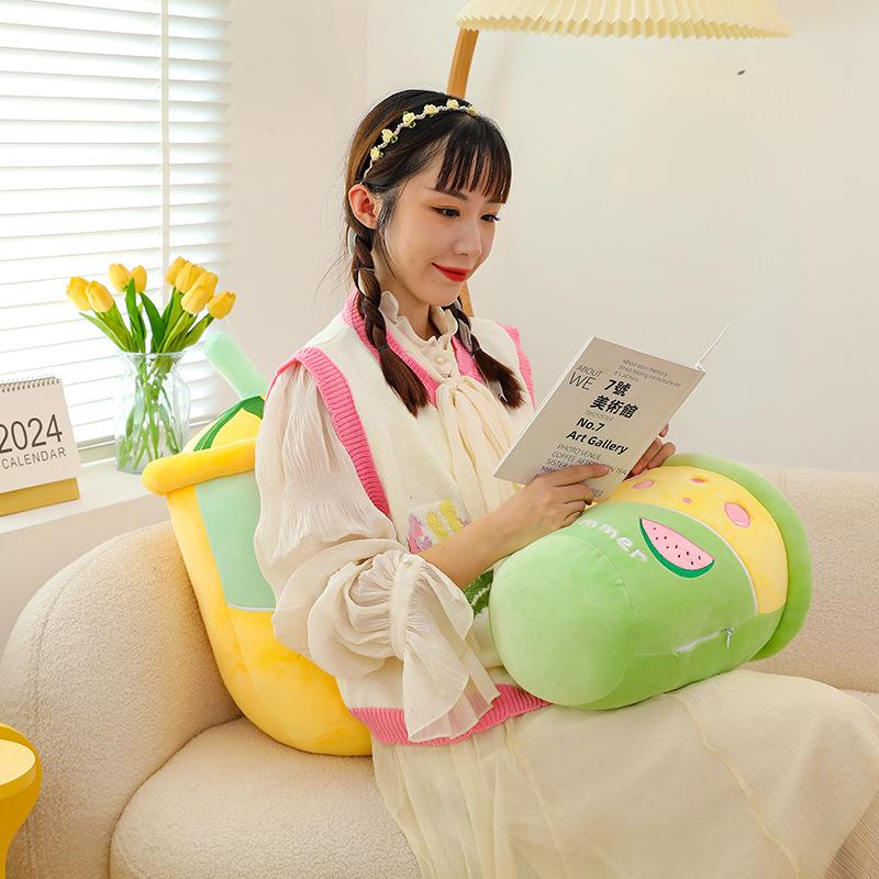 Ice cream fruit milk tea cup plush toy throw pillow simulation milk tea doll birthday gift