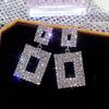 Shiny Crystal Zircon Long Stud Earrings for Women Geometric Hanging Drop Tassel Earring Fashion Party Vintage Pendant Jewelry