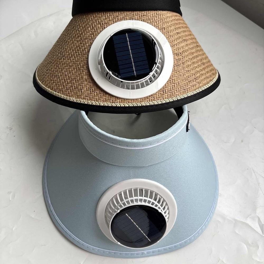 Wide Brim Outdoor Visor Hat Solar Powered Fan Beach Sunshade Hat Sun Hat with Fan Beach