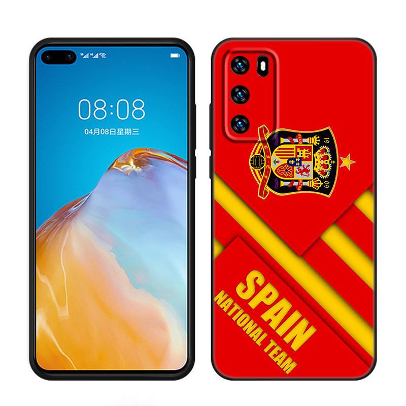 Hiszpania Flagi Narodowe Czarne Etui na Telefon Dla Huawei P10 P20 P30 P40 Lite P50 P60 Art P50E P Smart Z 2018 2020 2021 Pro 2019