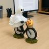 Cartoon Ghost Figurines Ornament Funny Ghost Statue Unique Ghost Bike Rider  Halloween