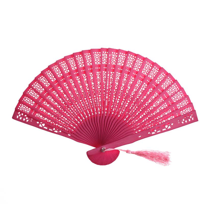 Attractive And Durable Wedding Hand Fragrant Party Carved Bamboo Folding Fan Chinese Wooden Fan