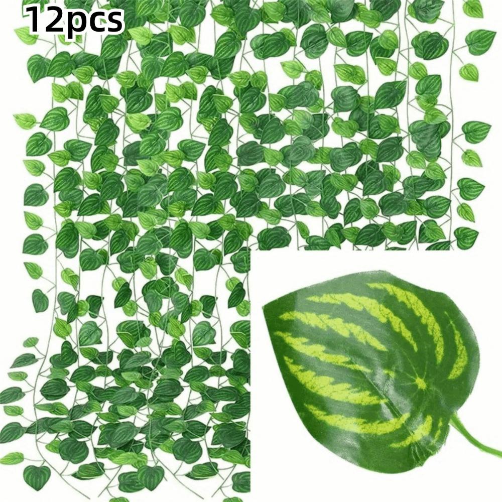 12PCS Artificial Ivy Garland Green Color Green Leaf Vine Fake Plant Creeper Garden Decor