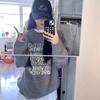 Women's Grey Retro Letter Jacquard Sweater - Thick Knit, Round Neck, Long Sleeve Pullover