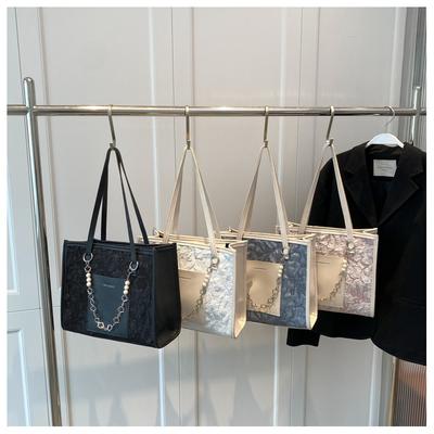 Popular Fashion Bag Women's 2024 New Winter Large-capacity Pearl Chain Shoulder Bag Niche Design Armpit Bag