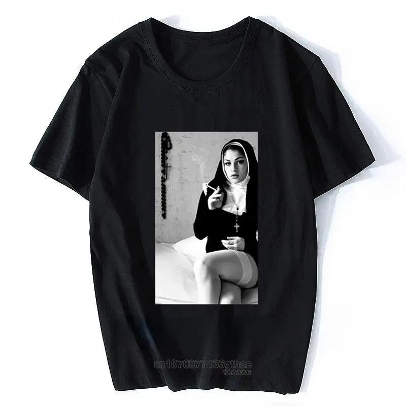 Abbigliamento Uomo Nonne Fumo Suora Croce Incrociata La Felicità È Avere La Mia Maglietta Harajuku Maglietta Retro Unisex
