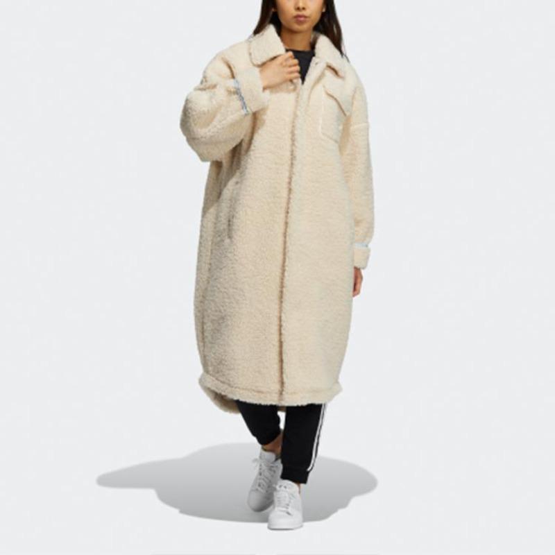adidas Originals Lamb Fleece Warm Coat Women Coats Cream HC0308