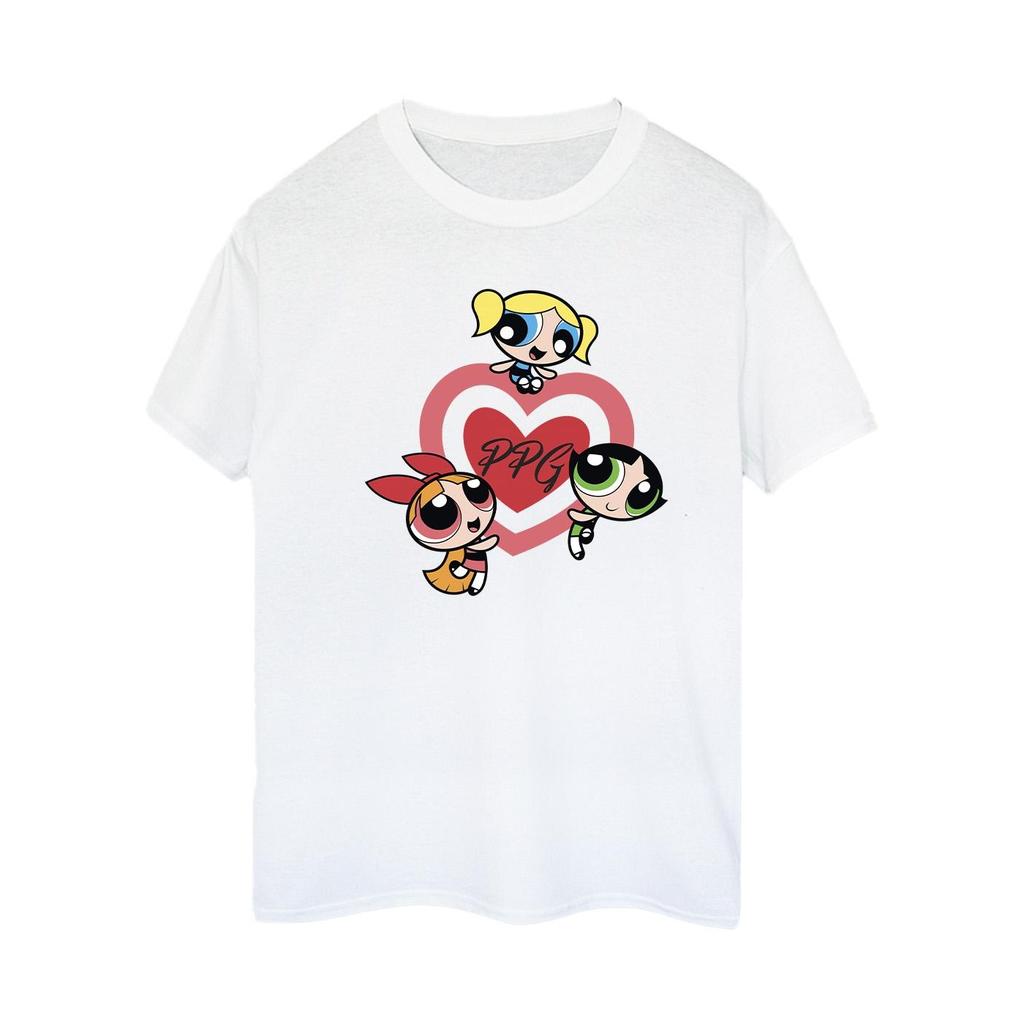 The Powerpuff Girls Dam/Damer Dubbelt Hjärta Bomull Pojkvän T-shirt