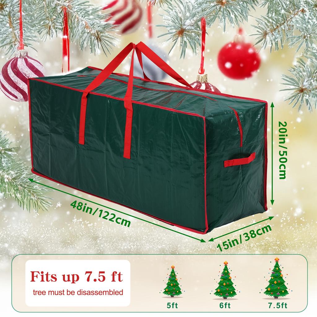 Christmas Tree Storage Bag for Up To 228.6cm Disassembled Trees - Reinforced Handles & Dual Zipper Closure,Tree Storage