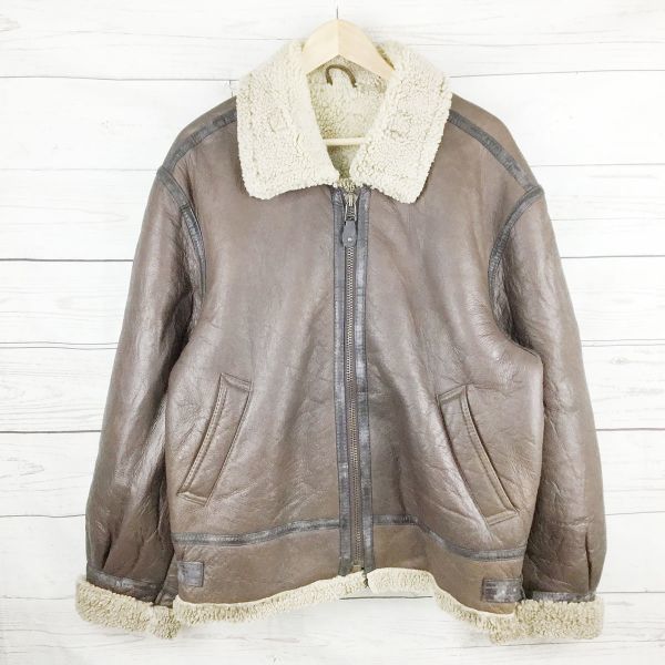 

80s-90s U.S. Army B-3 Flight Jacket by Ramspear/Men s XL/Brown/Sheepskin/Bomber/Air Force