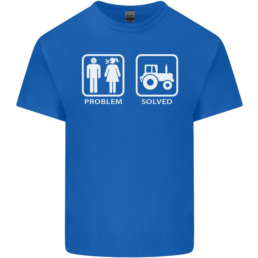 Tractor Problem Solved Driver Farmer Funny Unisexs Light Cotton TShirt