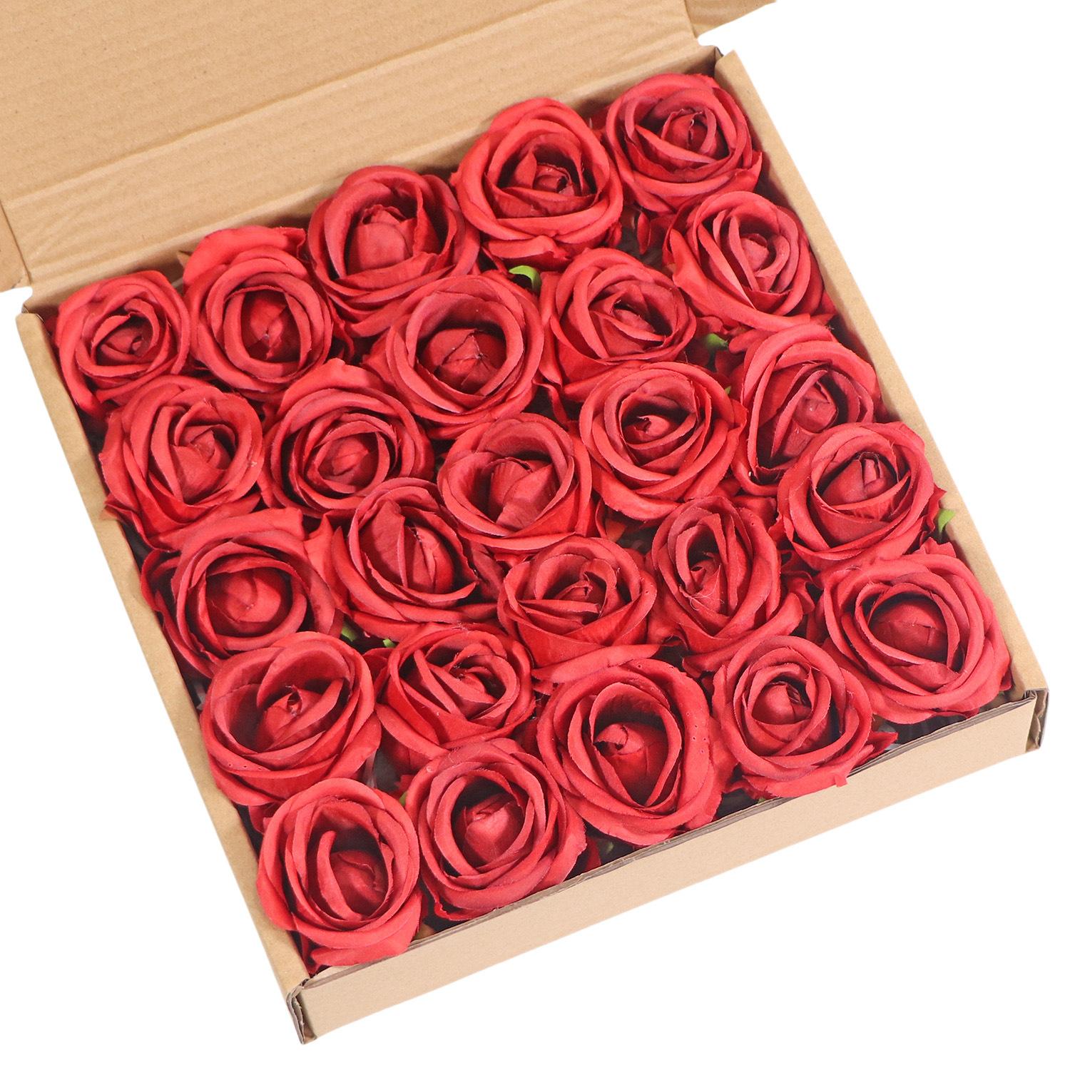 

25 Roses In A Box/bag with Rod PE Material Rose Artificial Flower Wedding Valentine s Day Gift Decoration червоний