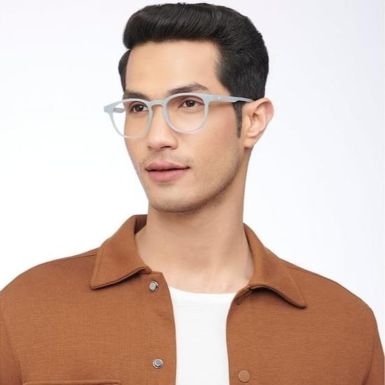 HUSTLR Zero Power Bluecut & Antiglare Computer Eyeglasses | Blue Full Rim Square | As Seen On Shark Tank | For Men & Women | Large | LB E14058-H