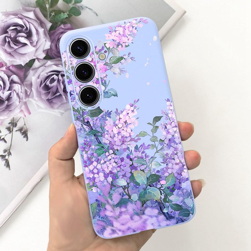 Pour Coque Samsung Galaxy S24 Pare-chocs Étui Samsung S24+ S24 Plus S24 Ultra Téléphone Coques Étui Jelly Fille Fleur Papillon Étui Souple