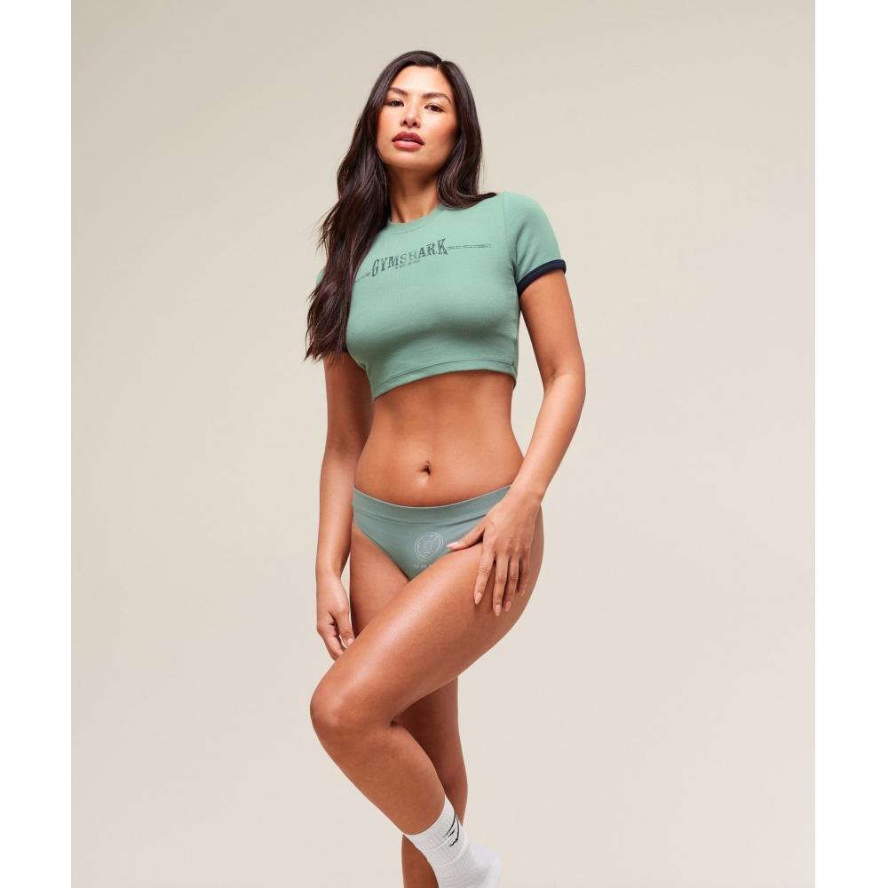 Gymshark Deadlift Graphic Cotton Thong Celeste Blue B2c6z Udbp