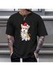 MenS Corgi Santa Christmas Tree Lights TShirt  Cute Welsh Corgi with Candy Canes  Garland Print Black Holiday Tee