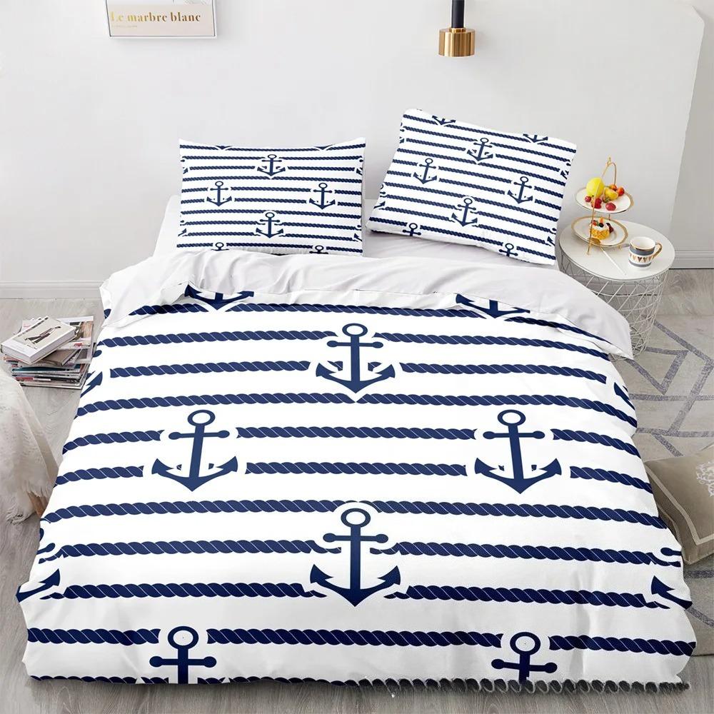 Ocean Spirit Duvet Cover Bedding Set King Queen Bed Linen With Pillowcase Bedclothes Nautical Ocean Anchor Bedding Sets