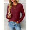 Women S Casual Knitted Pullover Sweater Round Neck Long Sleeve Solid Color