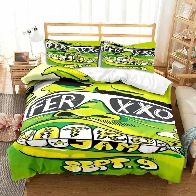 Fashion Ferxxo Feid Rapper Bedding Set Printed Bed Set With Pillowcase Bed Duvet Cover Soft Single Double Queen Super King Size