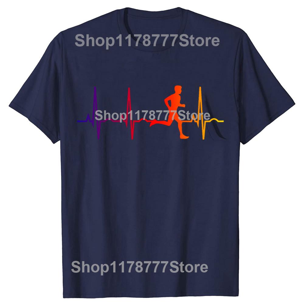 Funny Running Runners Heartbeat T Shirts Cotton Streetwear Birthday Gifts Mens Clothing Fashion Casual Loose Oversized T Shirt