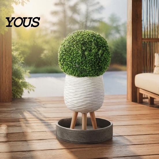 Fake Boxwood Spheres Artificial Plant Topiary Balls, Faux Topiaries Spheres, Weatherproof Greenery Grass Balls for Patio Garden Wedding Home