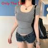 Sexy Girl T Shirt Women Slim Fit U Neck Short Sleeve Casual Tops For Daily Wear
