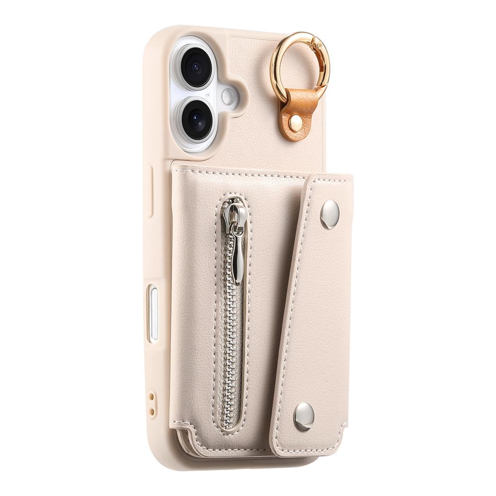 Premium Business Foldable Wallet Case with Ring & Shockproof PU Leather Phone Cover with Card Slots, Zippered Coin Pocket & Stand for iPhone/Samsung
