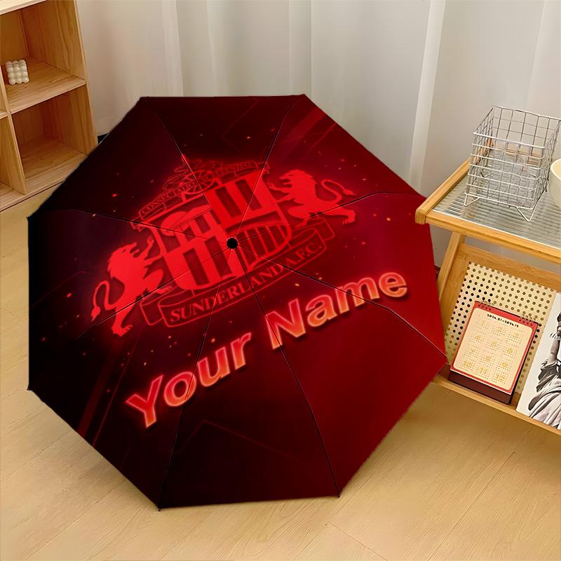 Sunderland FC Automatic 3‑Fold Umbrella 8‑Rib Windproof Folding Umbrella Sun Rain Protection For Outdoor Travel Daily Use