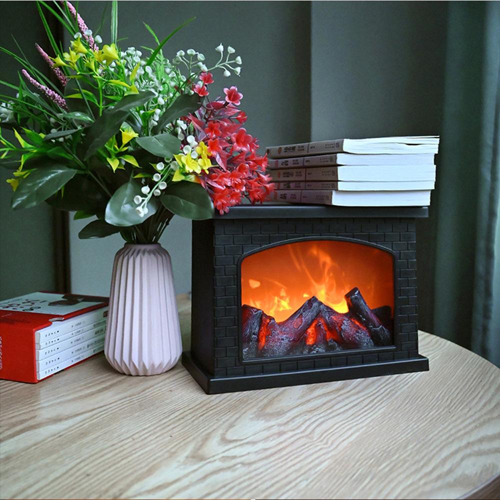 LED Creative Home Fireplace Lamp, Flame Lamp Modeling Lamp Nordic Style Decorative Lights Christmas Crafts Decoration