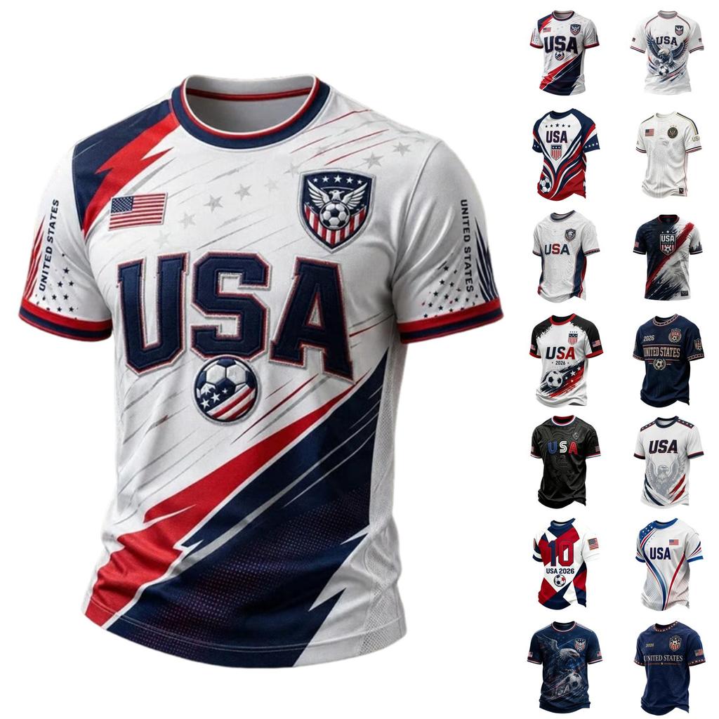 Men's V-Neck Short Sleeve Breathable T-Shirt with Sports Graphic Print for Casual Wear