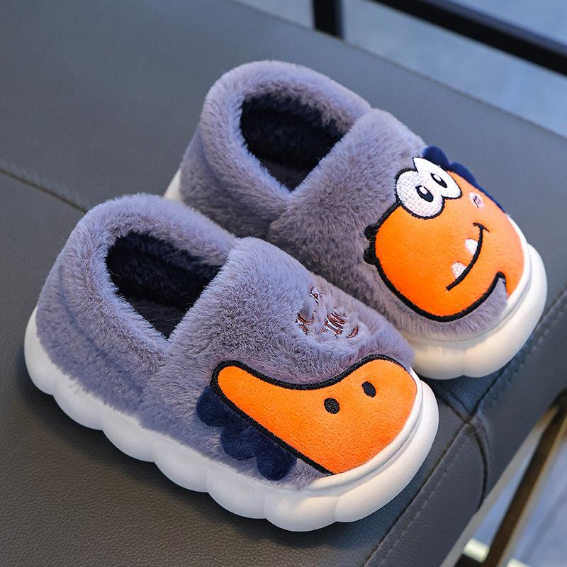 Children's Cotton Slippers for Winter, Boys' Dinosaur Indoor Home, Girls' Baby, Children's Anti Slip Parent-child Cotton Shoes