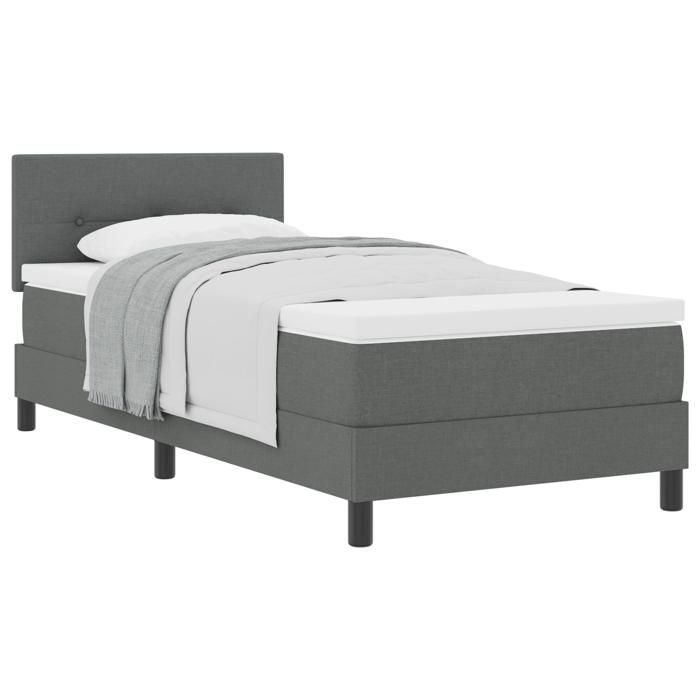 VidaXL Lit à ressorts avec matelas gris foncé 90x190 cm tissu 3338651