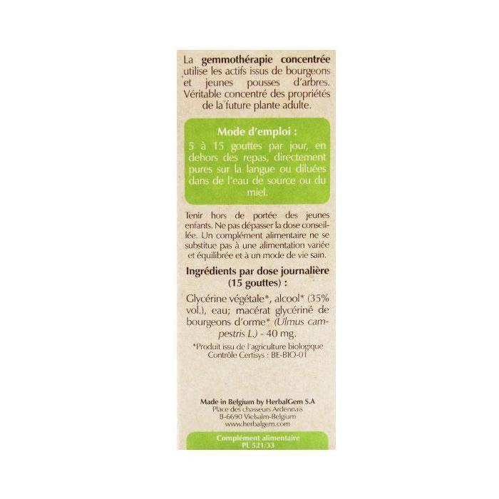 Macérat Concentré - Herbalgem - Orme Bio - 30ml - Sans conservateur - Pour tous types de peau