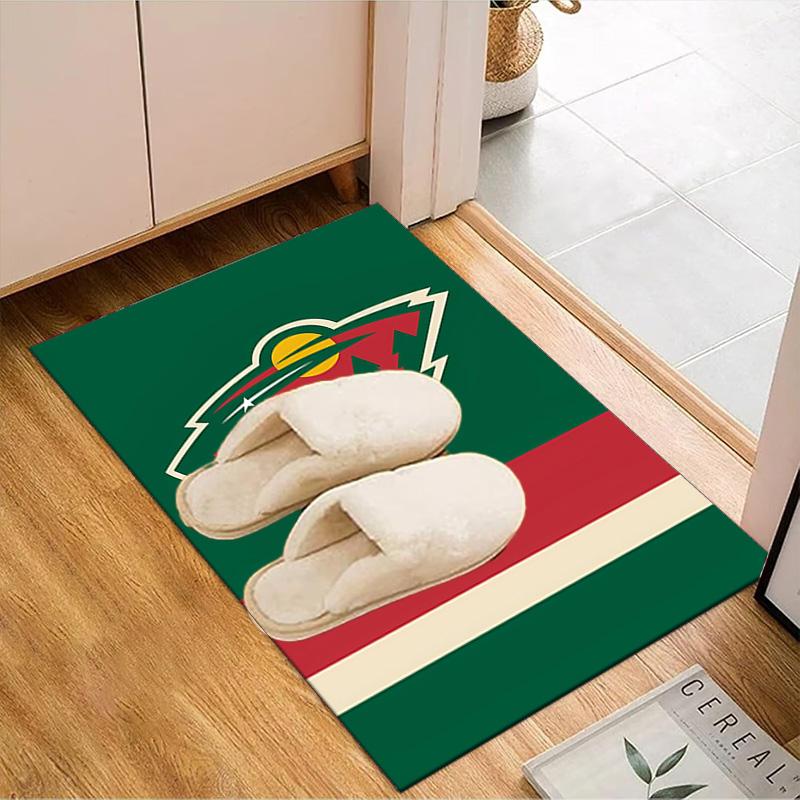 Minnesota-Wild Hockey Team Floor Mat for Living Room, Game Rooms, Office, Bedroom, Office Floor Mat Playful Design, Christmas Fan Gifts