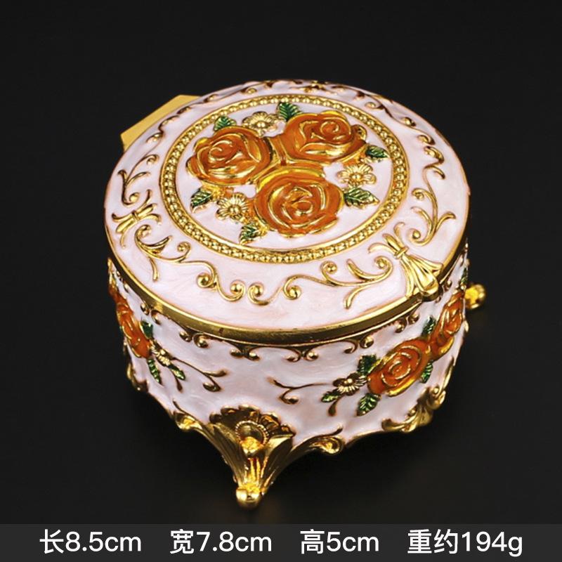 Europäische Rose Runde Schmuckschatulle Vintage Zuhause Emaille Schminktisch Metall Aufbewahrungsbox
