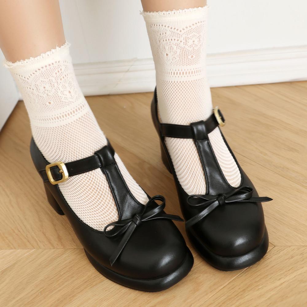 Fashion 2025 New High Heels Sweet Bow Pumps Shoes Women Platform Sandals Lolita Girls Cosplay Uniform Shoes Black Red Apricot Size33-43