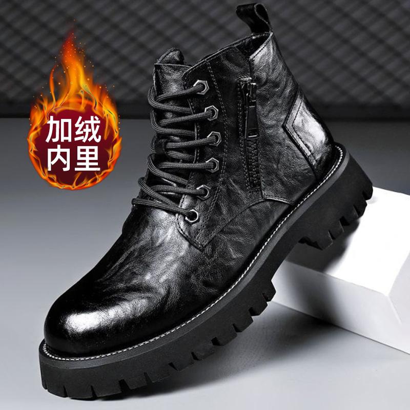 Autumn and winter boots men's British style versatile high top workwear snow Genuine leather boots men's short boots