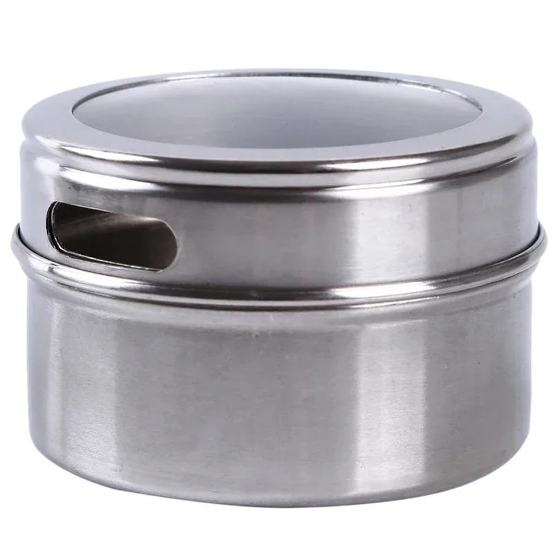 Draagbaar Stalen Magnetisch Stofvrij Kruidenblik Zichtbare Kruidenpot Cruet Zwarte Peper Komijn Zout Opslag Poeder Strooiers