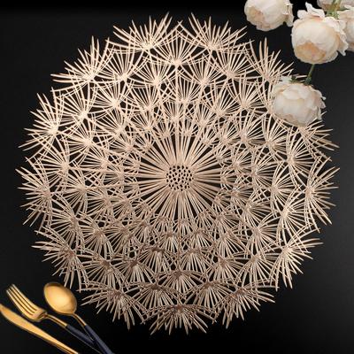 Placemats Set of 4/12Pc Round Hollow Out Flowers Place Mats for Dining Table Holiday Party Wedding Accent Dinner Home Decoration