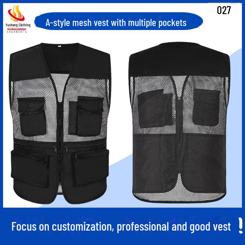 Custom Logo Emergency Management Safety Vest - Multi-Pocket Workwear for Photojournalists