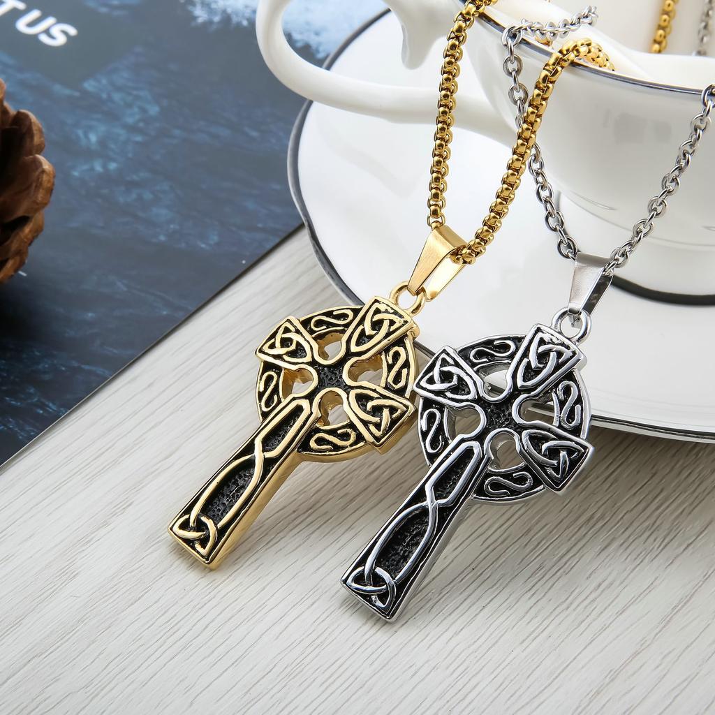 Listed Titanium Steel 65MM Celtic Cross Men's Pendant Gothic Style Stainless Steel Pendant