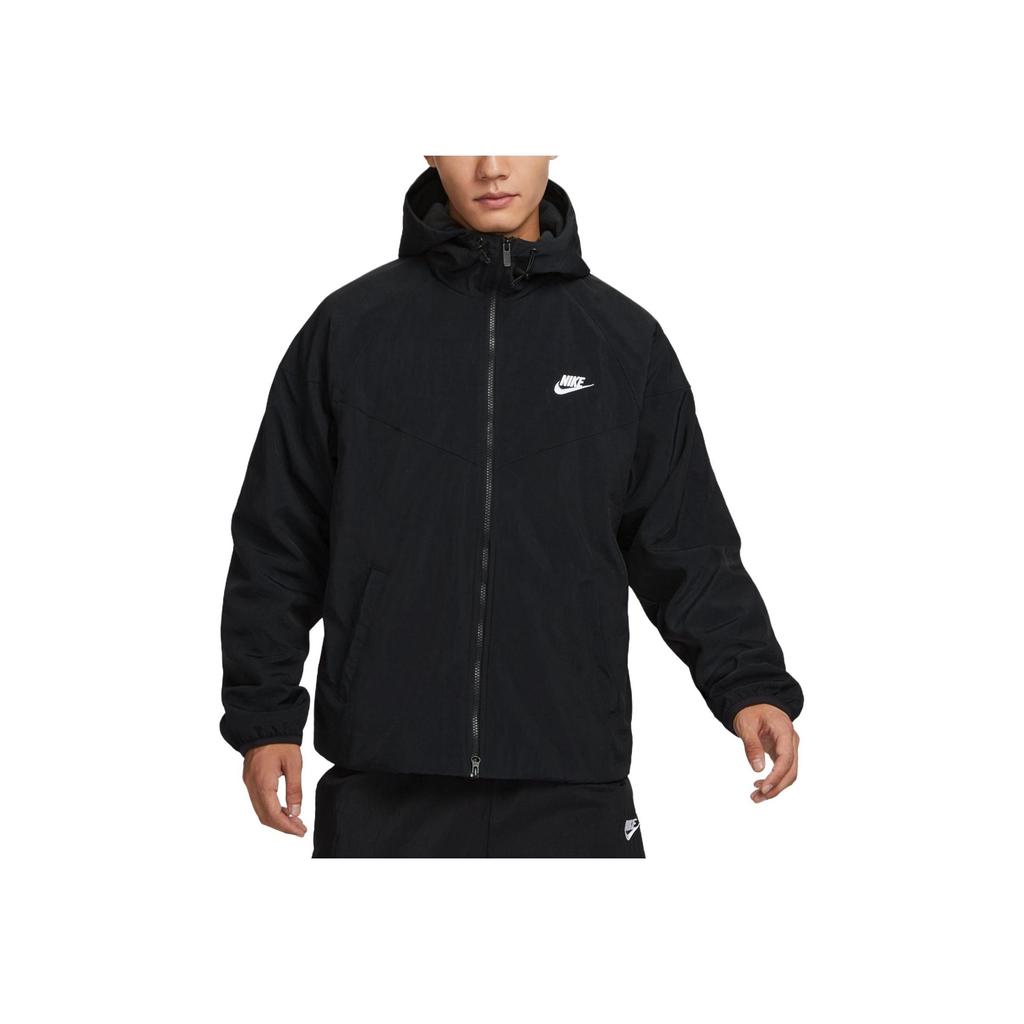 Nike Windrunner Pánská ležérní bunda s kapucí a zapínáním na zip, jednobarevná, černá FB8619-010