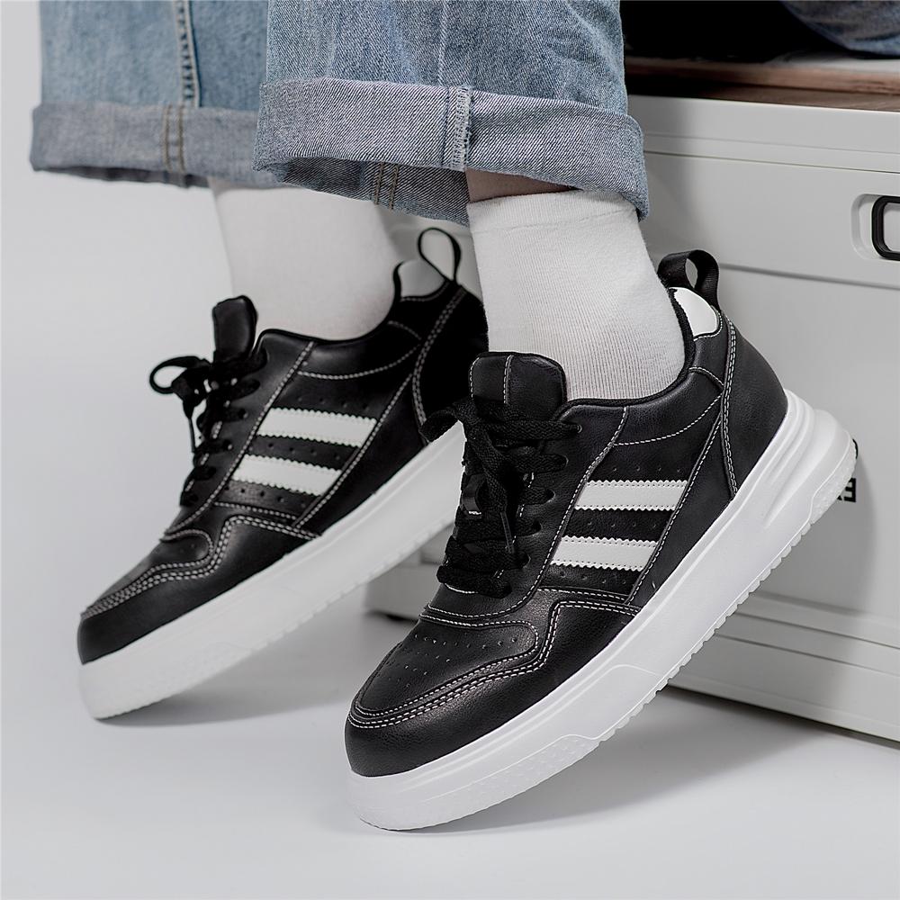 Unisex Leather Casual elevator Sneakers 6CM Height Increasing Shoes Breathable Lightweight Comfortable Men Women Walking Shoes