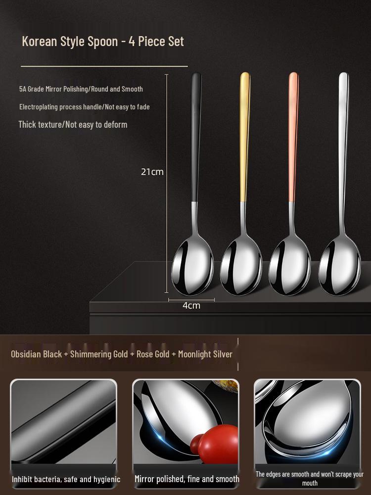 Korean Style Stainless Steel Long Handle Soup & Stirring Spoon