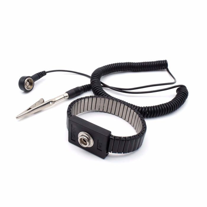 Bracelet de poignet ESD - Quadrios - Noir - Bouton pression - 10 mm