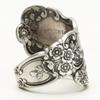 Intage Handmade Engraved Rose Flower Rings for Women Silver Color Spoon Ring Anniversary Gift Engagement Party Jewelry