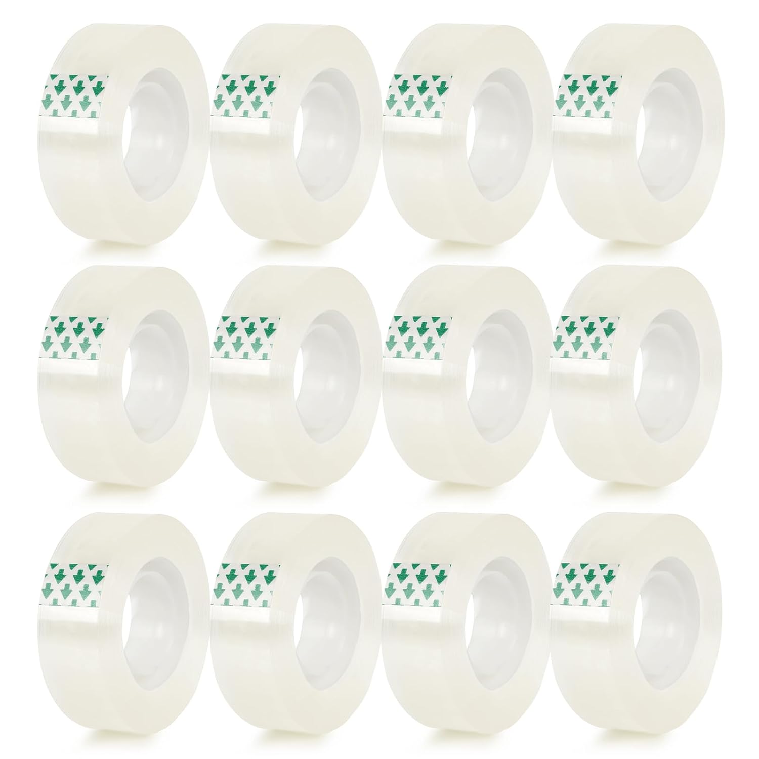 12 Rolls Clear Tape, Transparent Tape Refills, Gift Wrap Tape 3/4 Inch x 1000 Inch, Clear Tape Refill Rolls for Gift Wrapping, Home, School Office 12 Roll