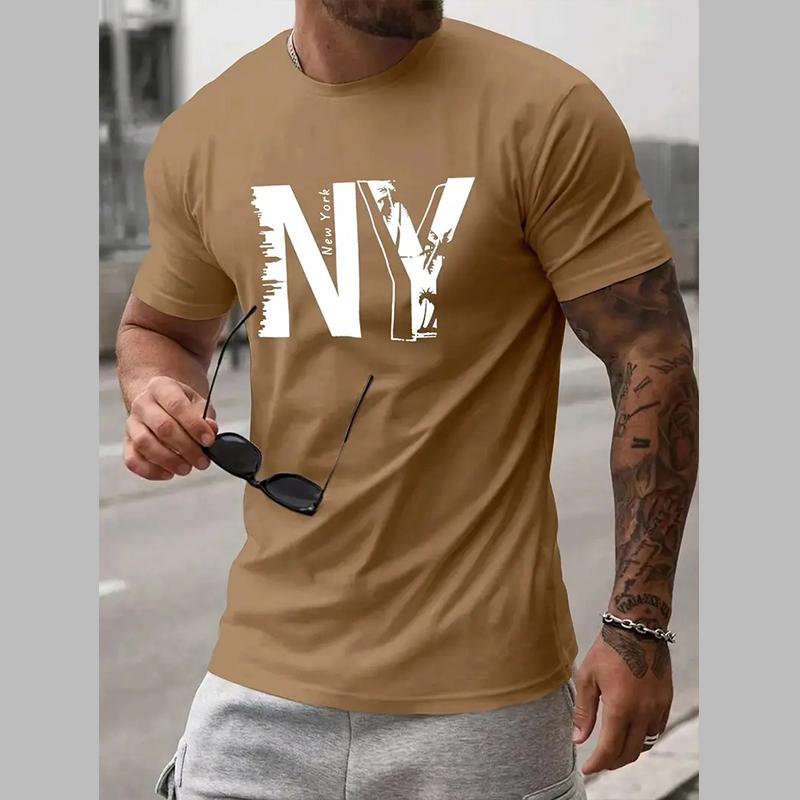 New Summer Men's Fashion T-shirt Personality Ny Printed Men's T-shirt Top